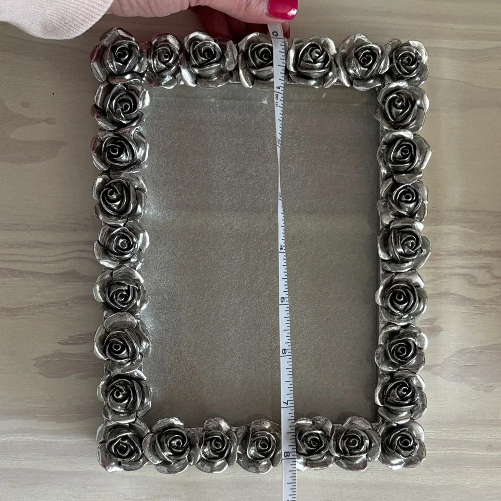 Silver-Tone Rose Dimensional Frame - Decorative Photo Frame‎ for 5